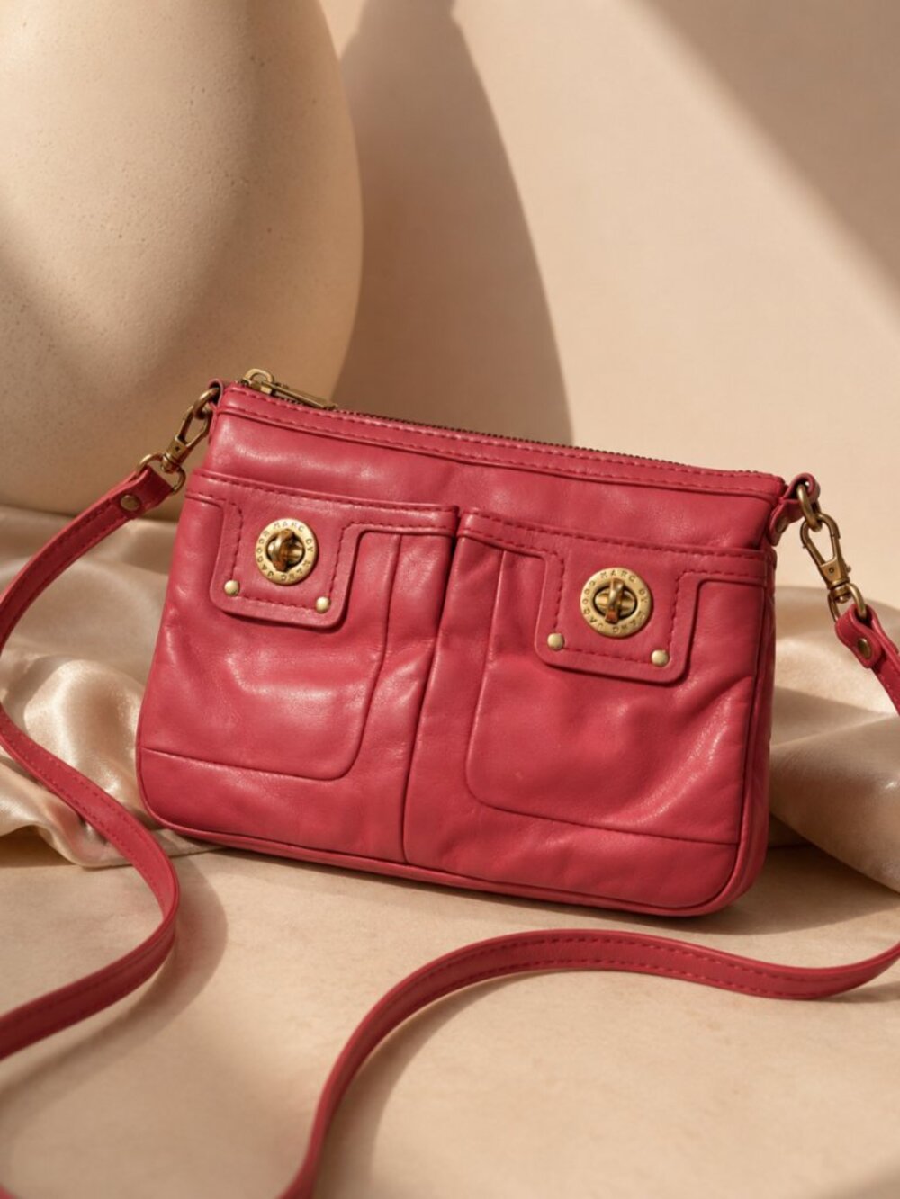 Marc Jacobs Mini Crossbody Bag Pink Leather Gold-Tone Hardware